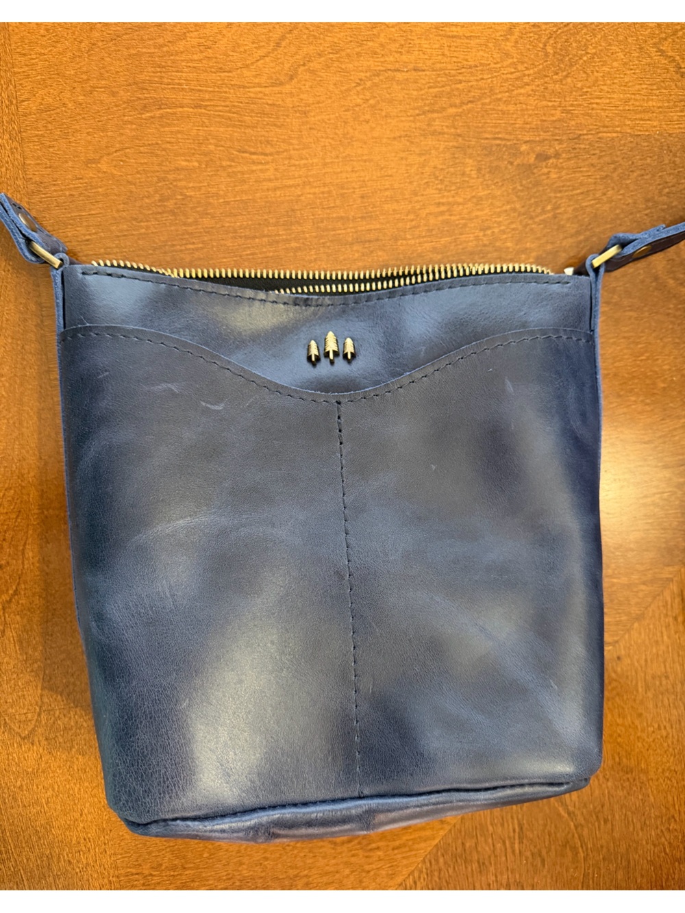 Portland Leather Goods Cypress Crossbody Purse in Cowboy Blue